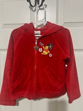 Disney Red Hoodie with Winnie the Pooh Embroidery Y2K